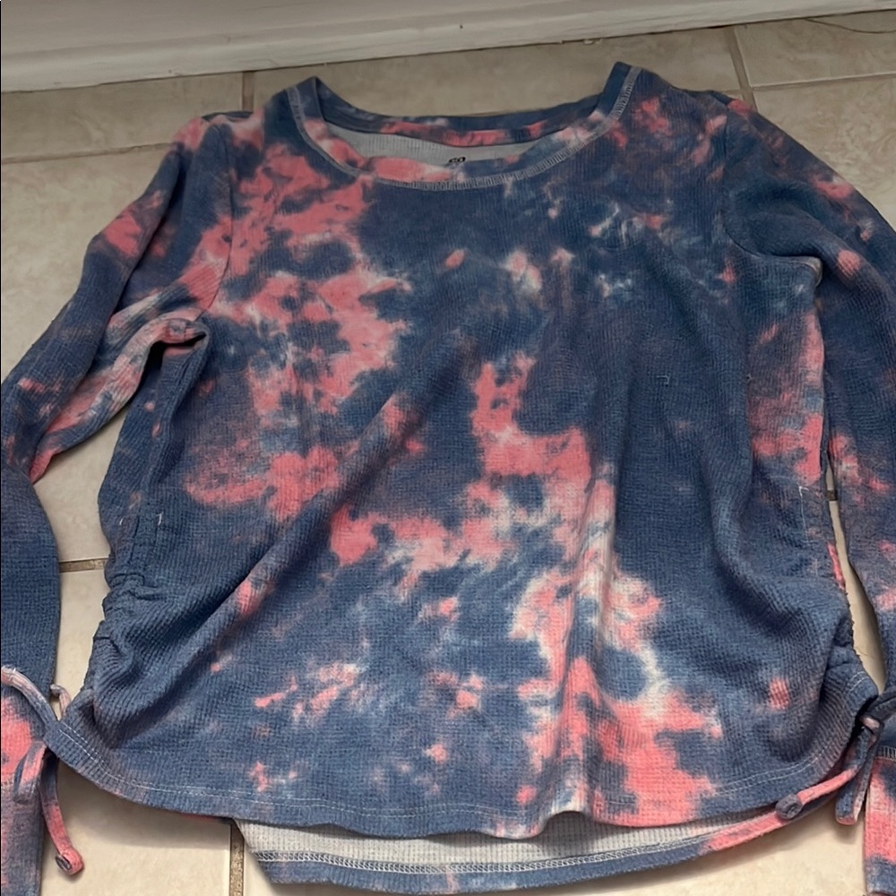 SO Pink and Blue Tie-Dye Long Sleeve Tee